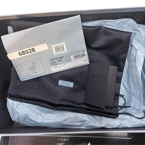 Prada Size 39.5 Leather Turnlock Slingback Sandals Black Block Heel Minimalist - Picture 10 of 15